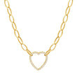 Medium Edith Link Necklace with Diamond Open Heart Accent