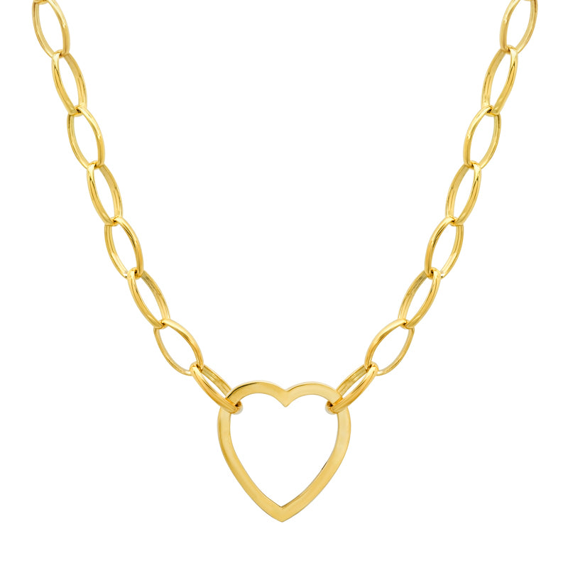 Medium Edith Link Necklace with Large Open Heart Accent