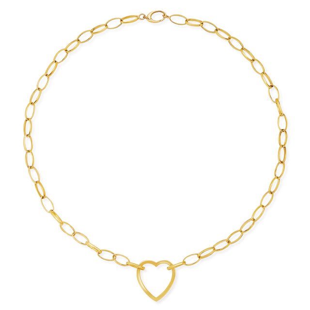 Medium Edith Link Necklace with Large Open Heart Accent