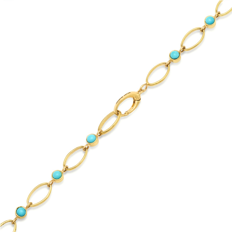 Medium Edith Link Necklace with Turquoise Bezel Accents