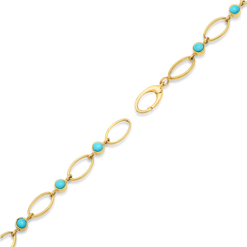 Medium Edith Link Necklace with Turquoise Bezel Accents