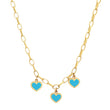 Small Edith Link Necklace with 3 Turquoise Inlay Heart Drops