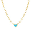 Small Edith Link Necklace with Turquoise Inlay Heart