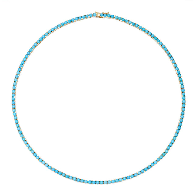 Large 4-Prong Turquoise Tennis Necklace