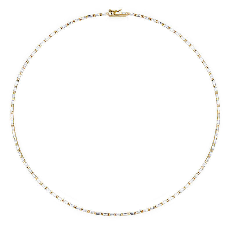 Diamond Baguette Tennis Necklace