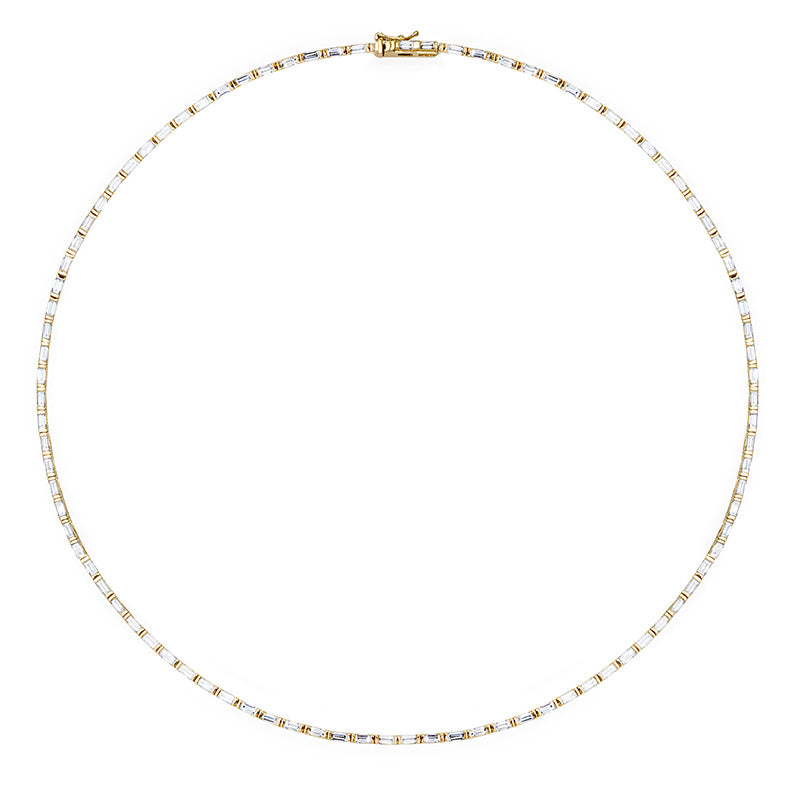 Diamond Baguette Tennis Necklace