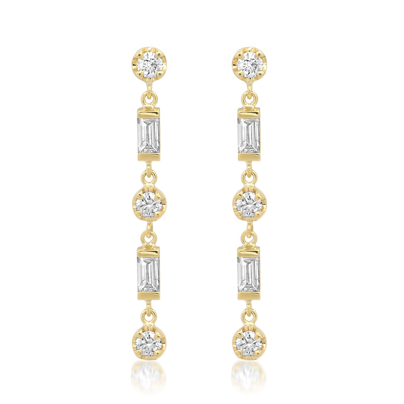 Baguette-Cut and Illusion-Set Diamond Studs