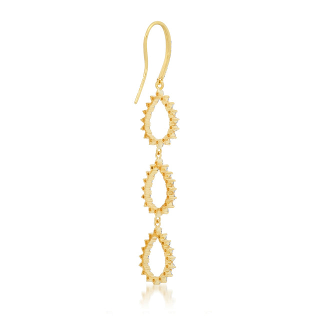 Triple 3-Prong Diamond Mini Open Teardrop Earrings