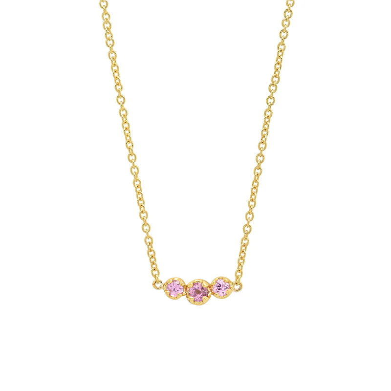 3 Illusion-Set Pink Sapphire Necklace