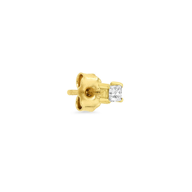Single Princess-Cut Diamond Stud