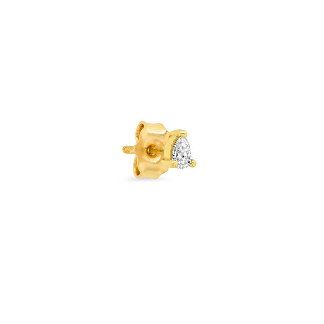 Single Pear-Cut Diamond Stud