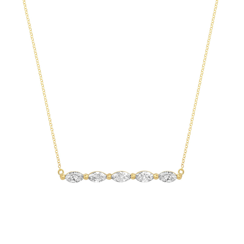Small Marquise-Cut Diamond Bar Necklace