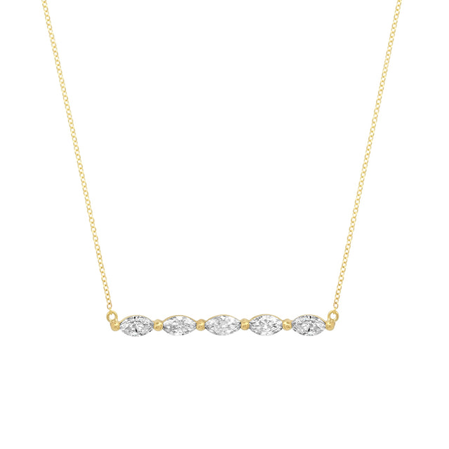 Small Marquise-Cut Diamond Bar Necklace