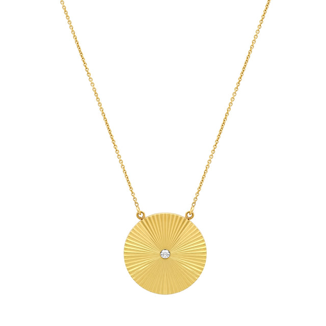 70's Disc Necklace with Diamond Accent