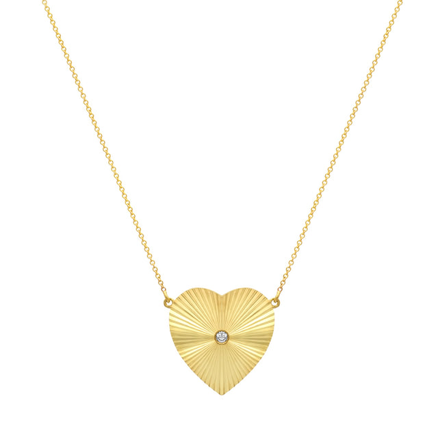 Large 70's Heart Necklace with Diamond Accent