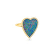 Red Boulder Opal Inlay Heart Ring with Diamonds