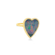 Red Boulder Opal Inlay Heart Ring with Diamonds