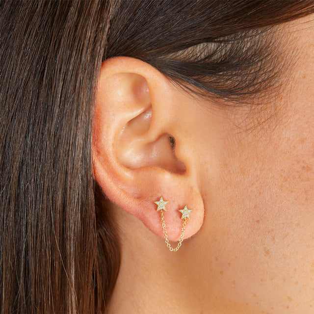 Diamond Double Star Stud