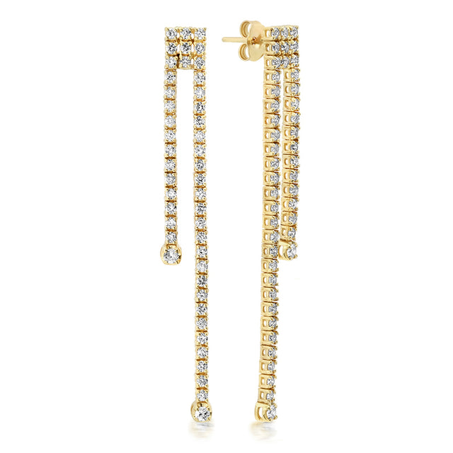 Tiered 4-Prong Diamond Tennis Studs With Illusion Set Diamond Accent