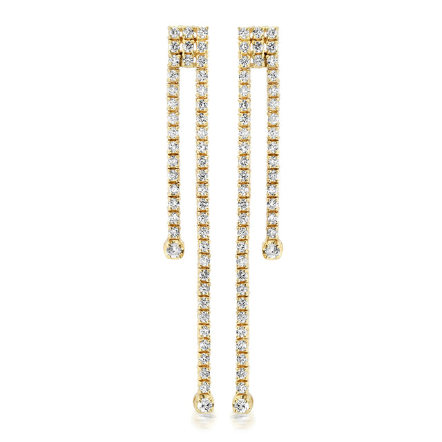 Tiered 4-Prong Diamond Tennis Studs With Illusion Set Diamond Accent