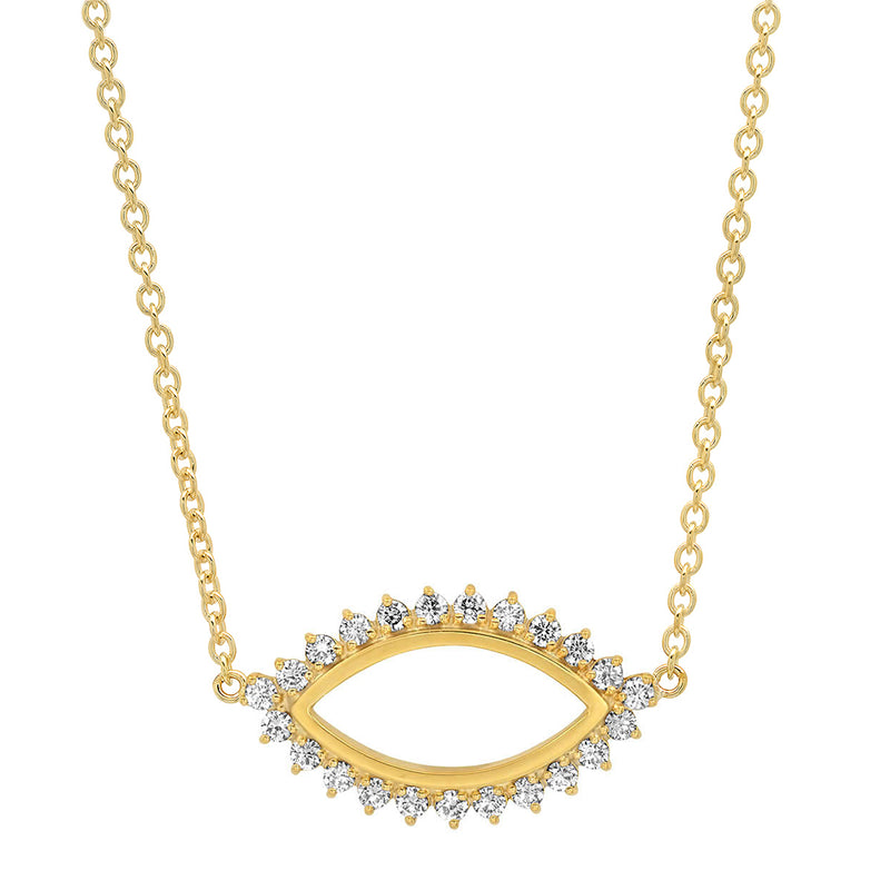 3-Prong Diamond Open Evil Eye Necklace