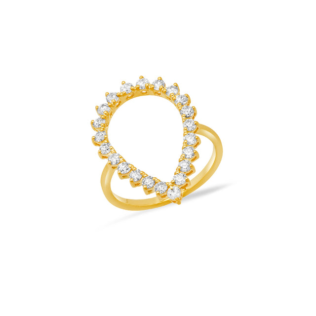 3-Prong Diamond Open Teardrop Ring