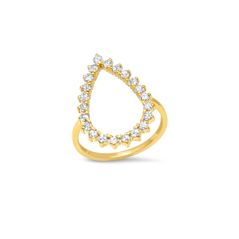 3-Prong Diamond Open Teardrop Ring