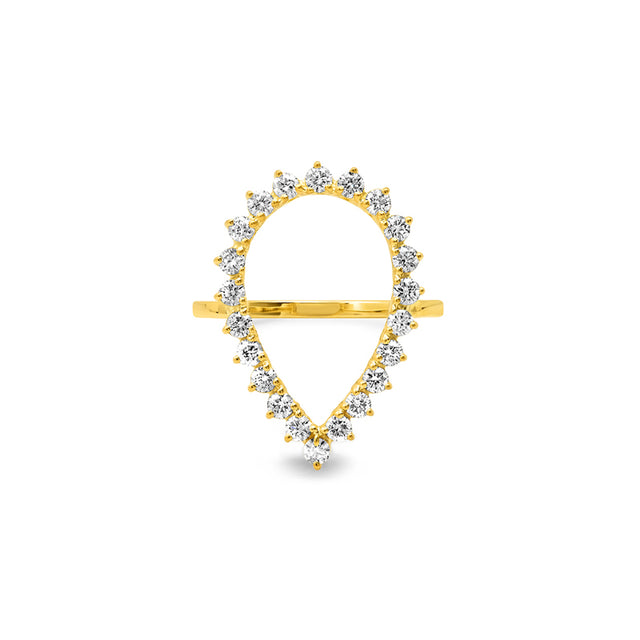 3-Prong Diamond Open Teardrop Ring