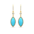 Diamond Bezel with Large Turquoise Marquise Drop Earrings