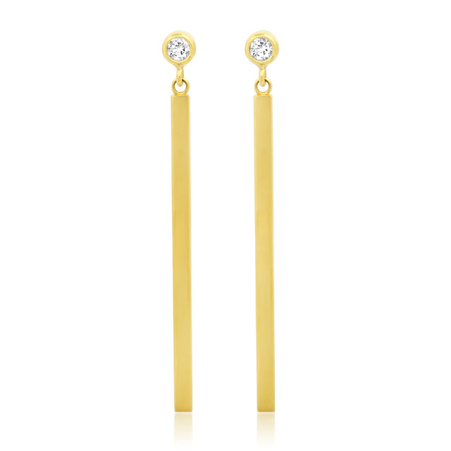 Large Diamond Bezel and Long Stick Studs