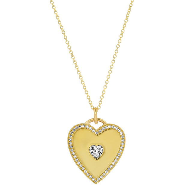 Heart Pendant Necklace with Diamonds