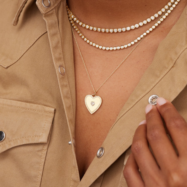 Heart Pendant Necklace with Diamonds