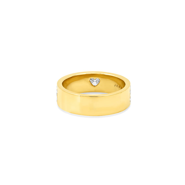Wide Diamond Ellen Band with Heart-Cut Diamond Accent