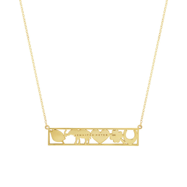 Diamond Good Luck Bar Necklace