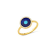 Mini Lapis Inlay Evil Eye Ring with Diamonds - Size 7