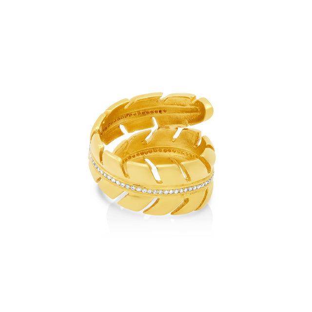 Wrap Leaf Ring with Diamonds - Size 6