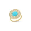 Turquoise Inlay Circle Evil Eye Ring with Diamonds