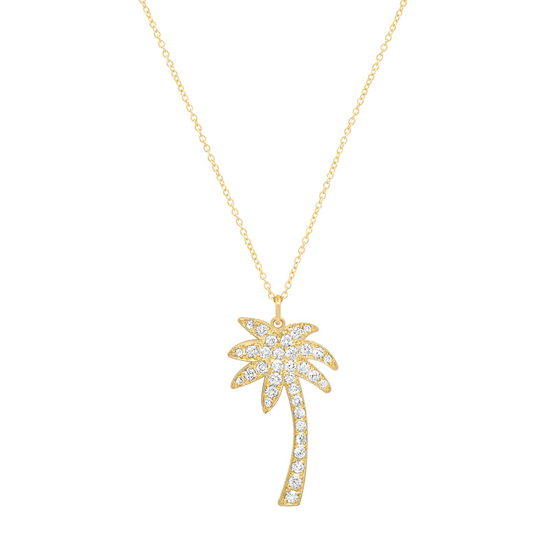 14K White Gold Diamond Palm Tree Necklace | Fink's