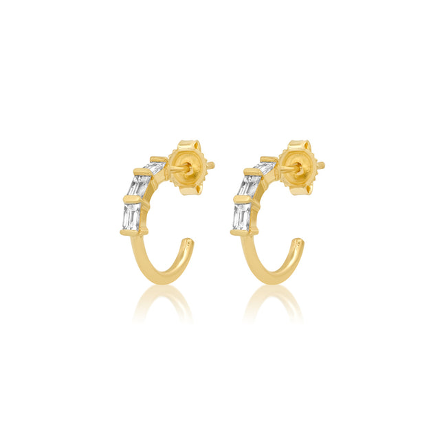 Mini Baguette-Cut Diamond Hoops