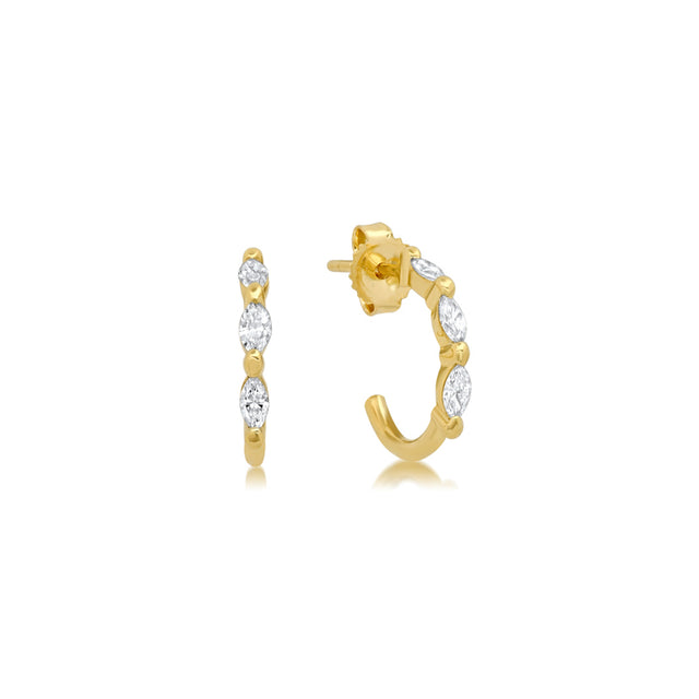 Mini Marquise-Cut Diamond Hoops