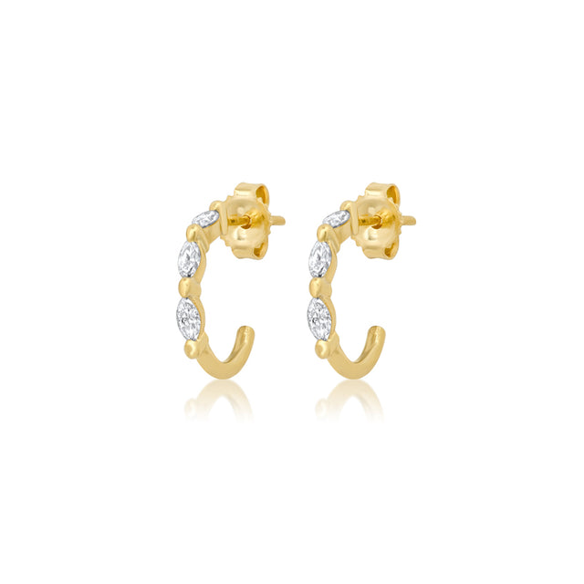 Mini Marquise-Cut Diamond Hoops