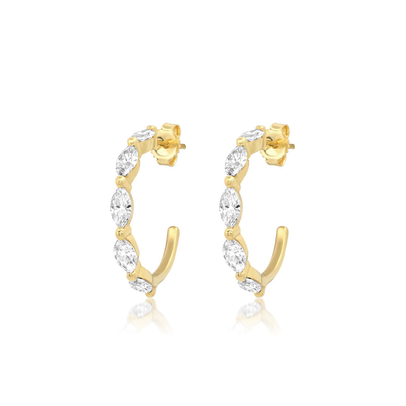 Small Marquise-Cut Diamond Hoops