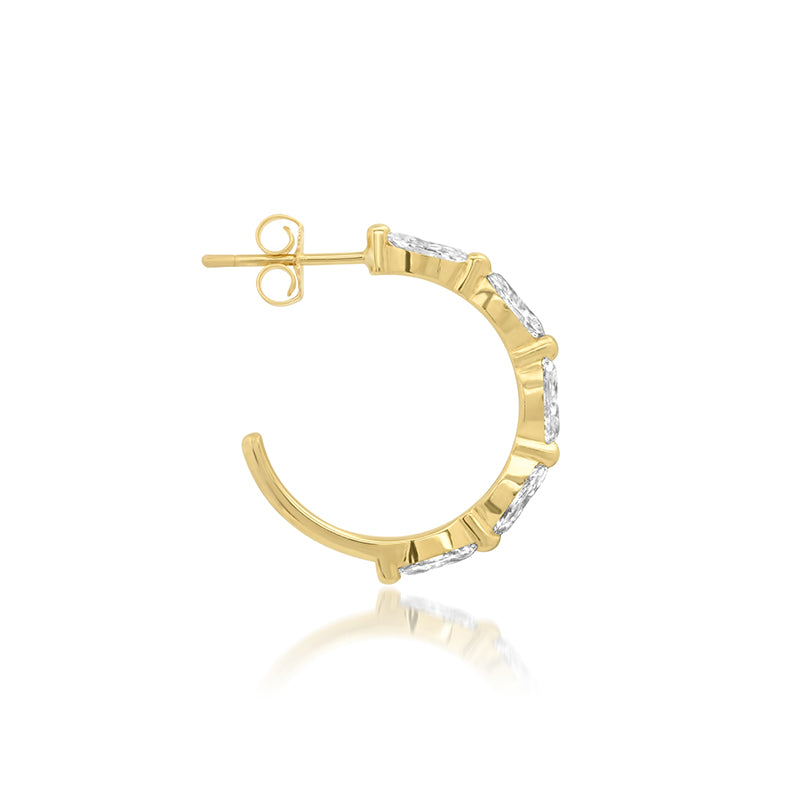 Small Marquise-Cut Diamond Hoops