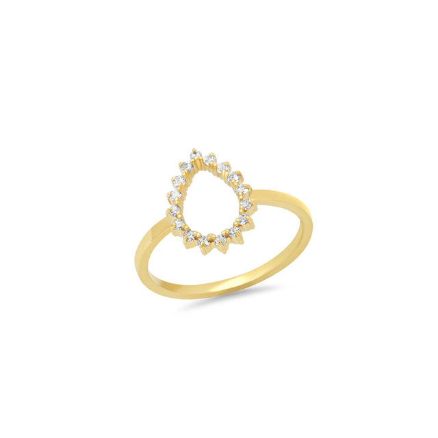 Mini 3-Prong Diamond Open Teardrop Ring