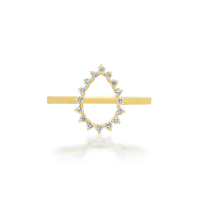 Mini 3-Prong Diamond Open Teardrop Ring