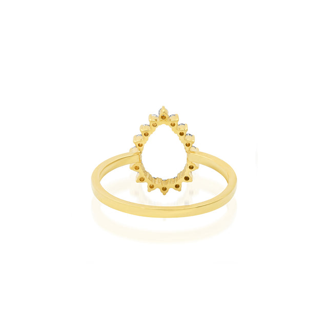 Mini 3-Prong Diamond Open Teardrop Ring