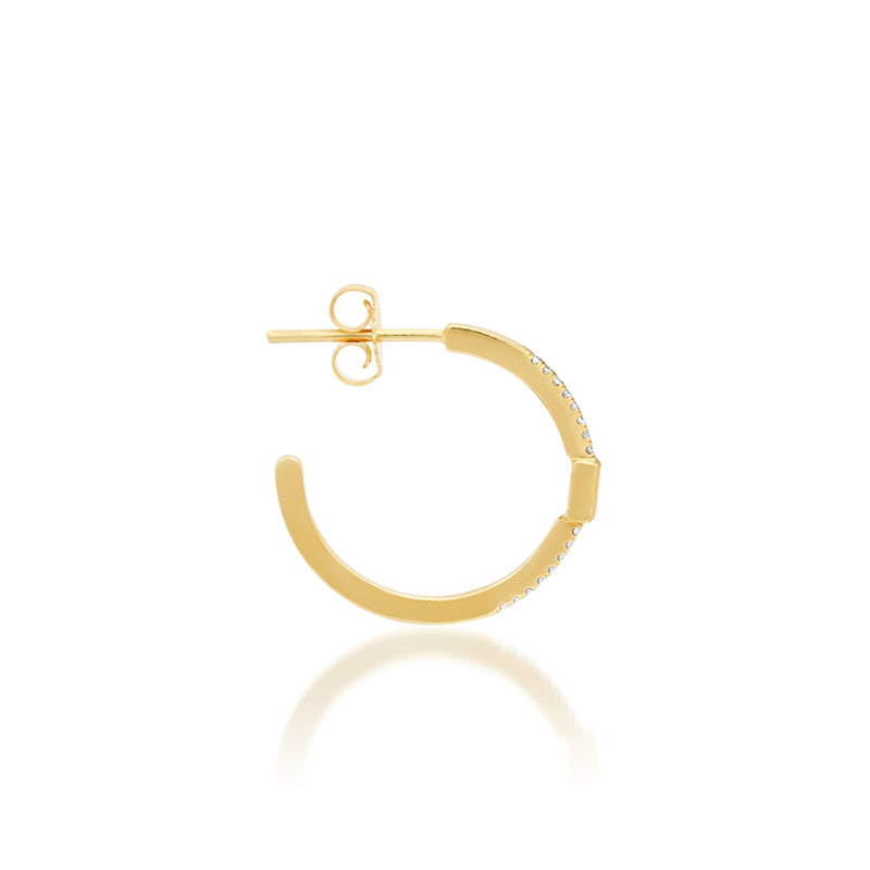 Diamond Small Hoops with Baguette-Cut Diamond Accent