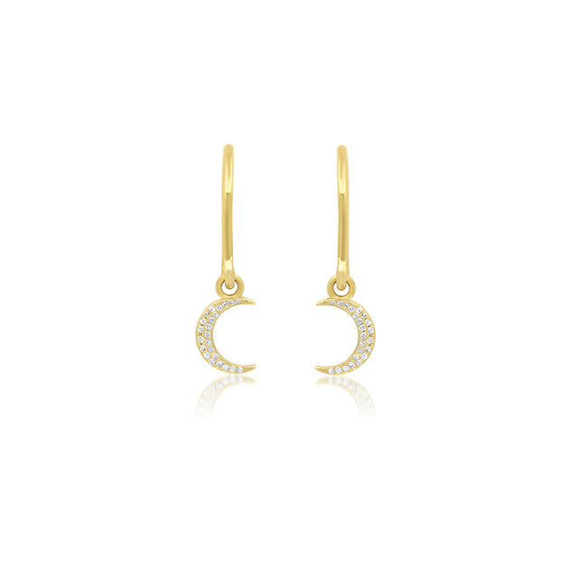 Mini Diamond Carson Moon Drop Earrings