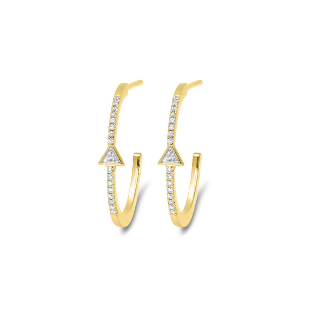 Diamond Small Hoops with Trillion-Cut Diamond Accent