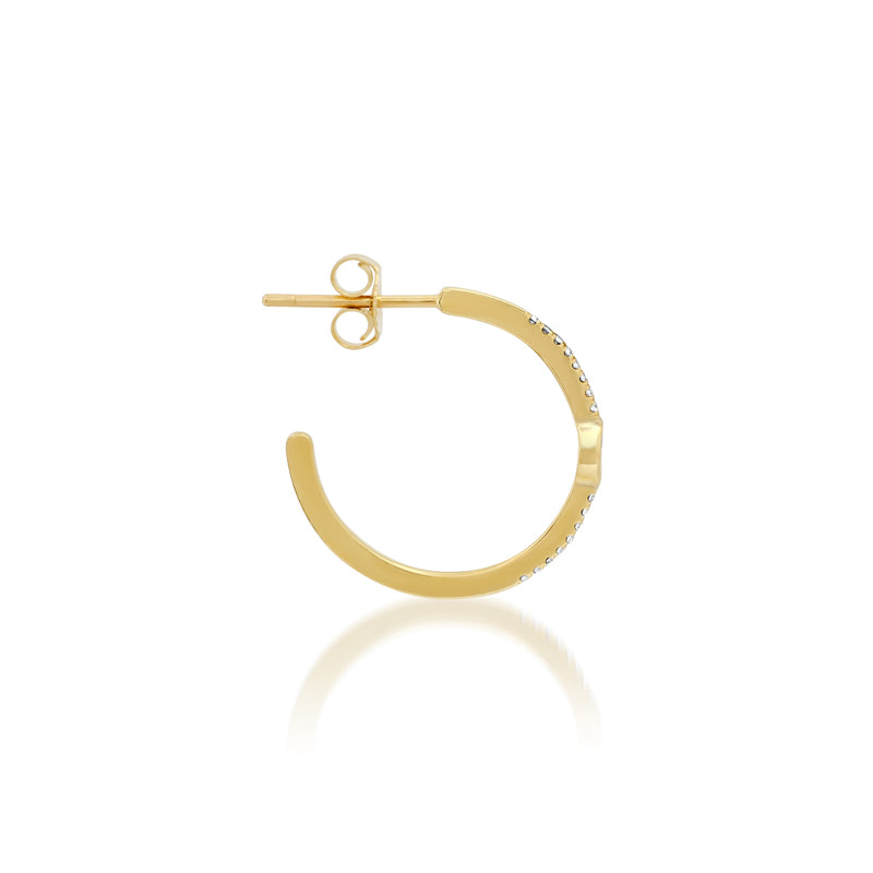 Diamond Small Hoops with Marquise-Cut Diamond Accent